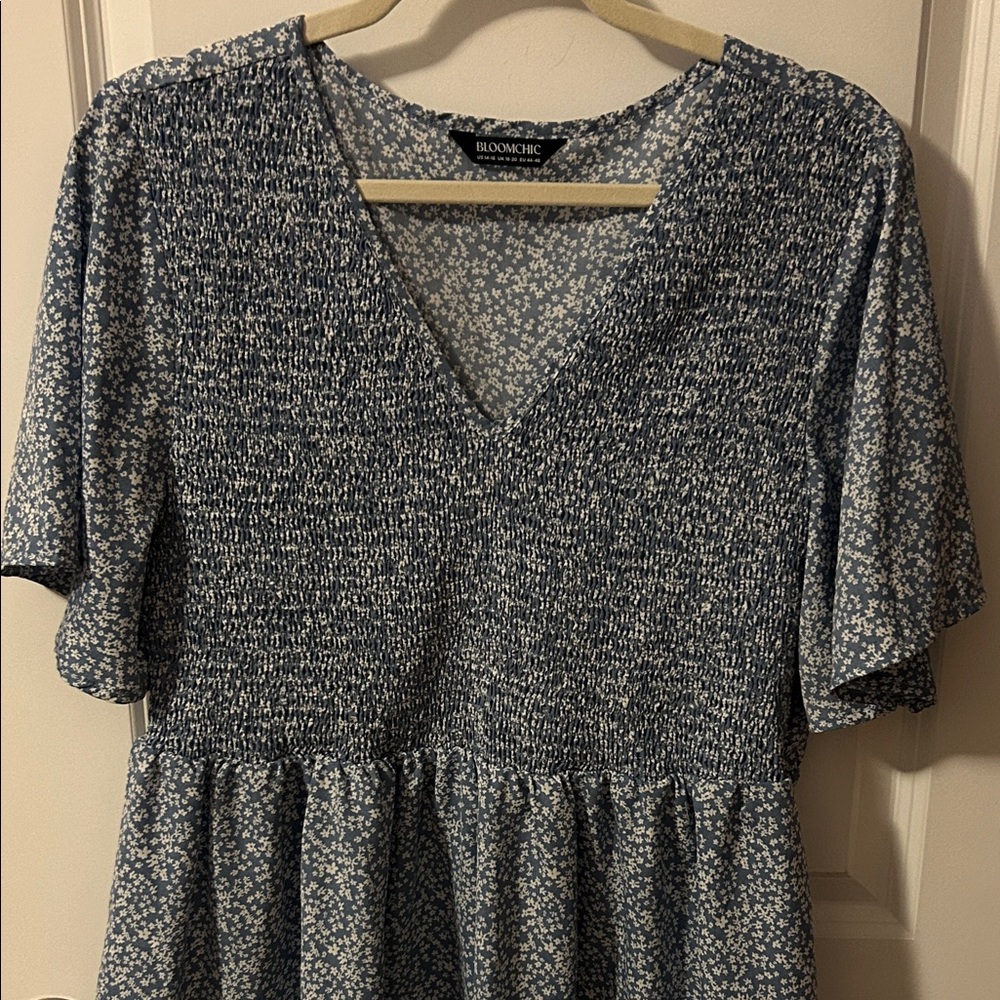 BloomChic Navy Floral Smocked Top